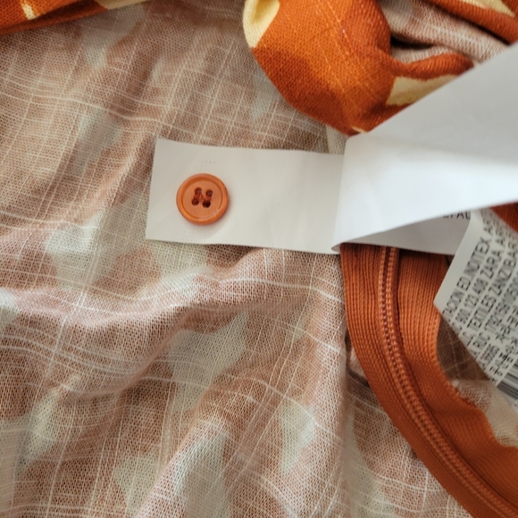 Zara Linen Blend Printed Top in Terracotta With Sequins Beads Sleeves Size S - Picture 14 of 16